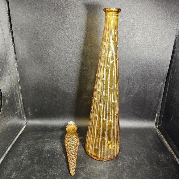 Elegant Vintage Empoli Amber Genie  Glass‎ Bottle - Picture 1 of 10